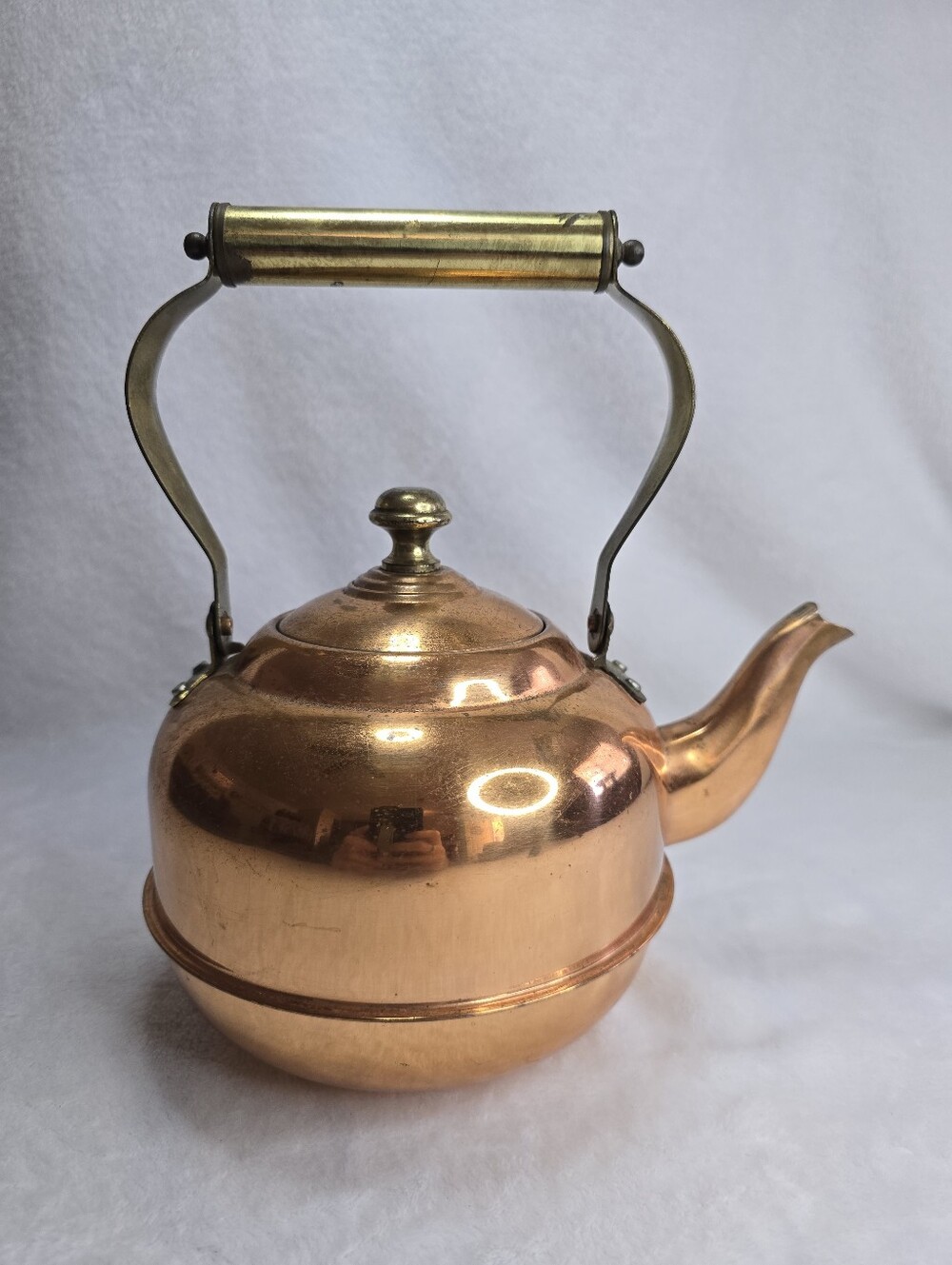 Copper Tea Kettle with Brass Handle MCM Vintage See Photos
